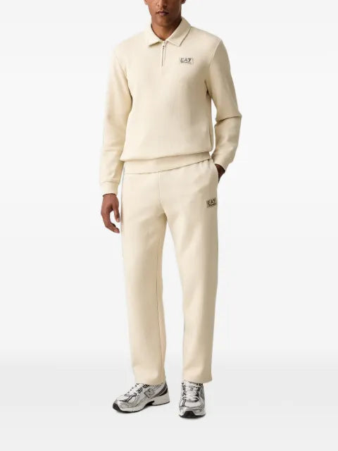 Ea7 Emporio Armani logo-patch zip-neck sweater