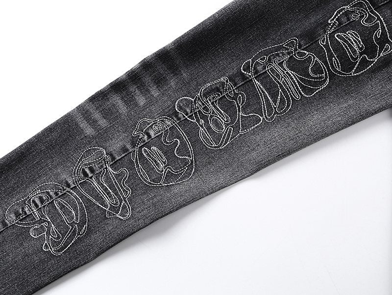 Purple Brand Washed Black Side-Leg Graphic Jeans