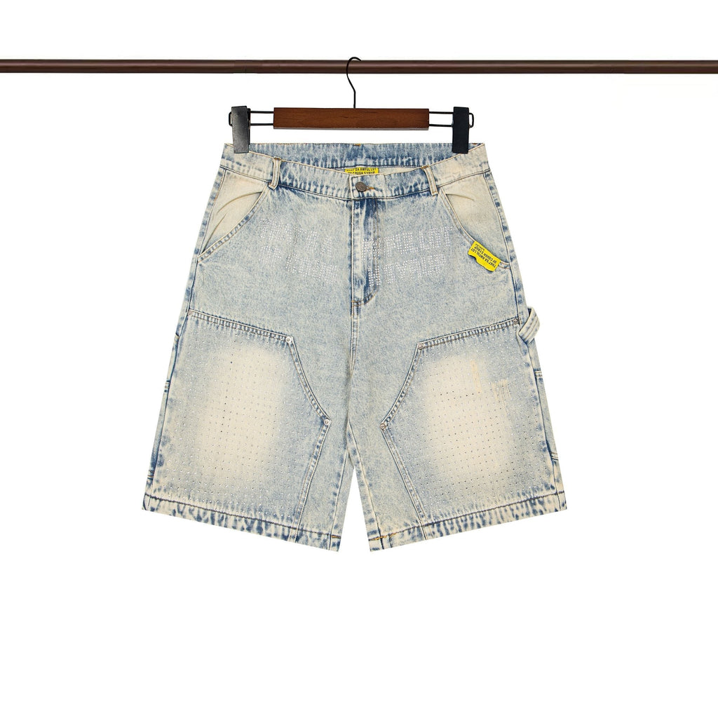 THAT'S A AWFUL LOT OF COUGH SYRUP Light Blue Washed Denim Shorts