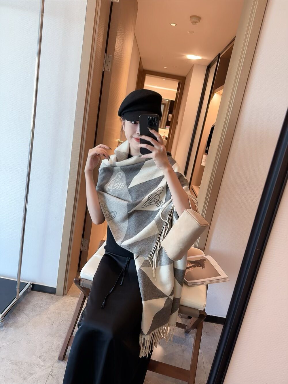 Vivienne Westwood Blush Pink Geometric Scarf